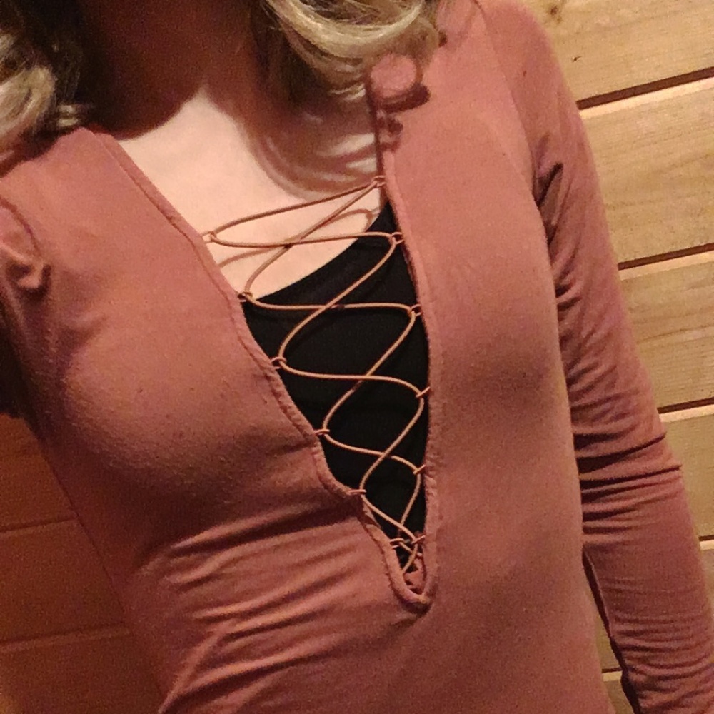 Forever 21 Orange Deep V-Neck Shirt